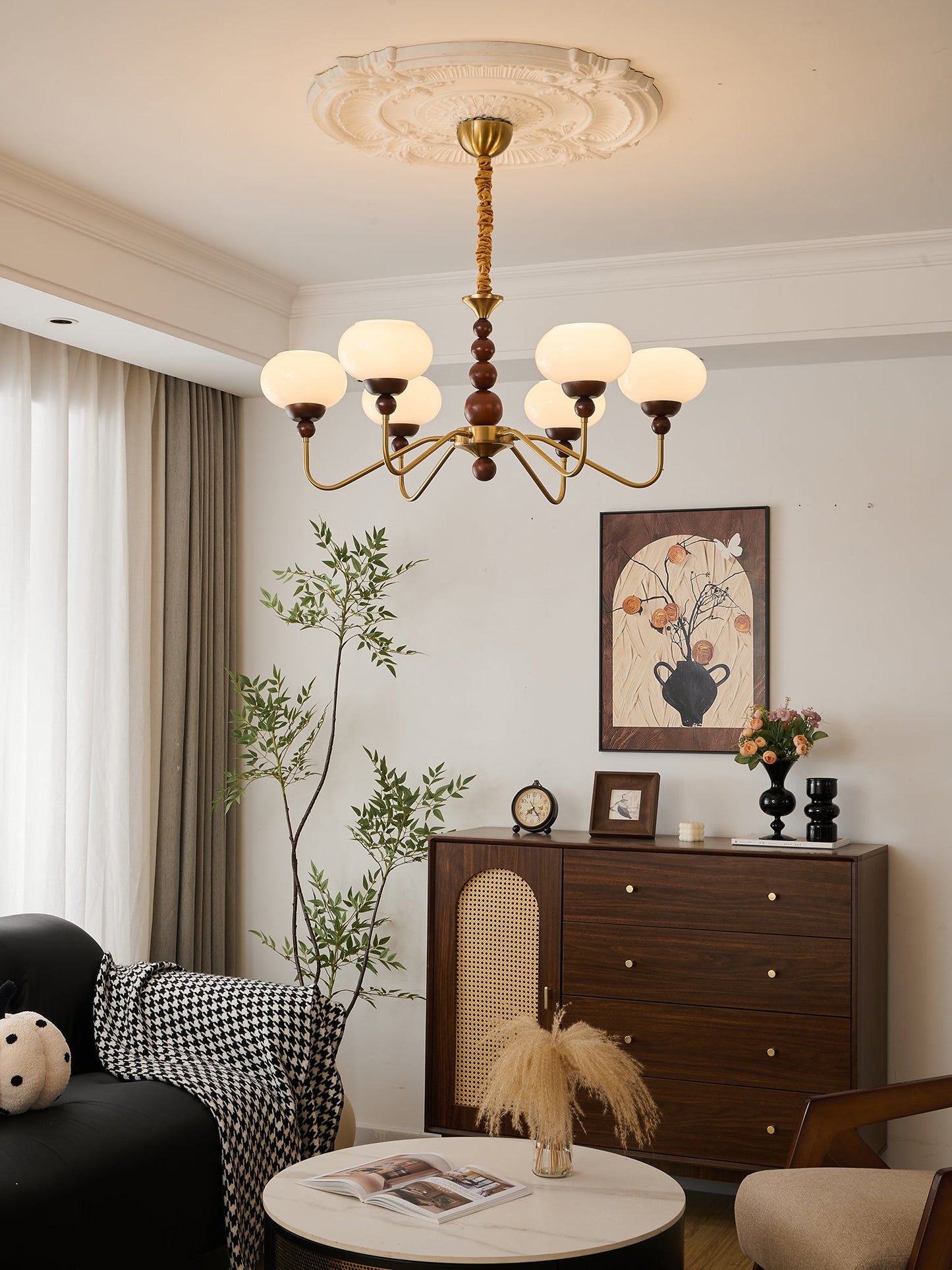 Elegant Bellini Chandelier - Crystal Accents, Adjustable Height