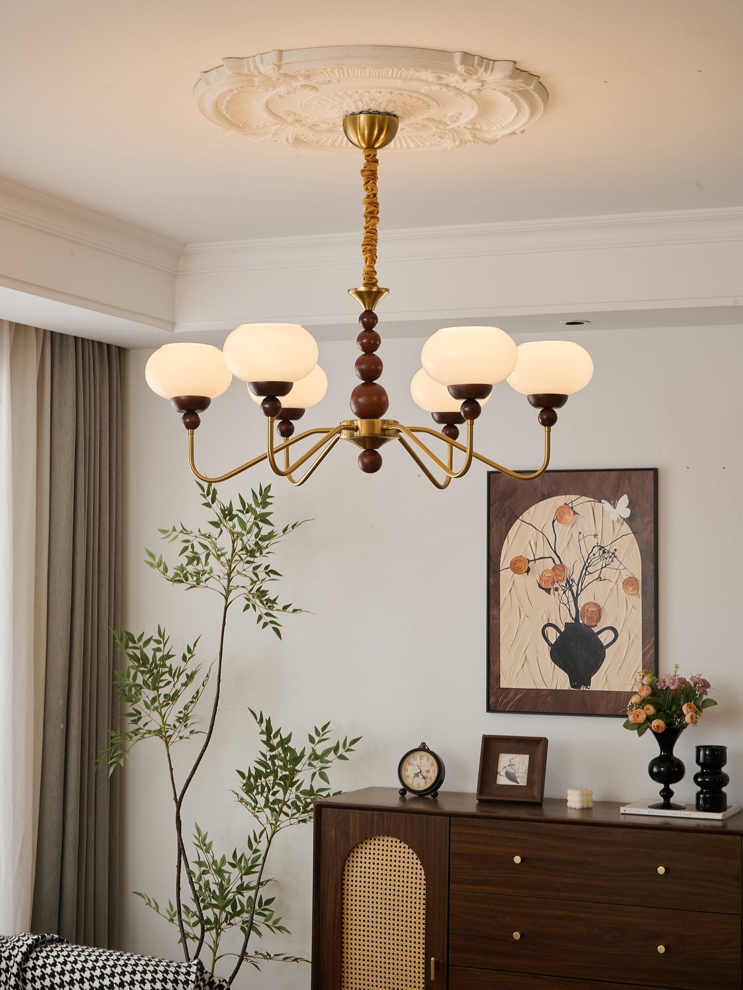 Elegant Bellini Chandelier - Crystal Accents, Adjustable Height
