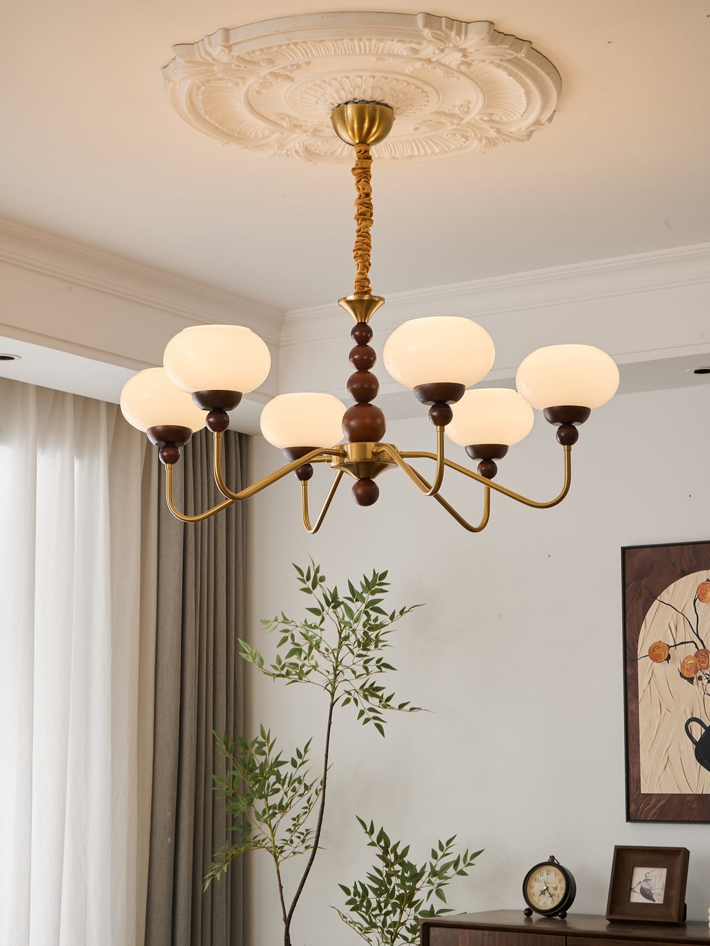 Elegant Bellini Chandelier - Crystal Accents, Adjustable Height