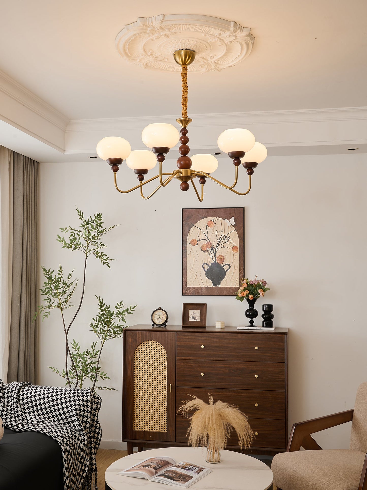 Elegant Bellini Chandelier - Crystal Accents, Adjustable Height