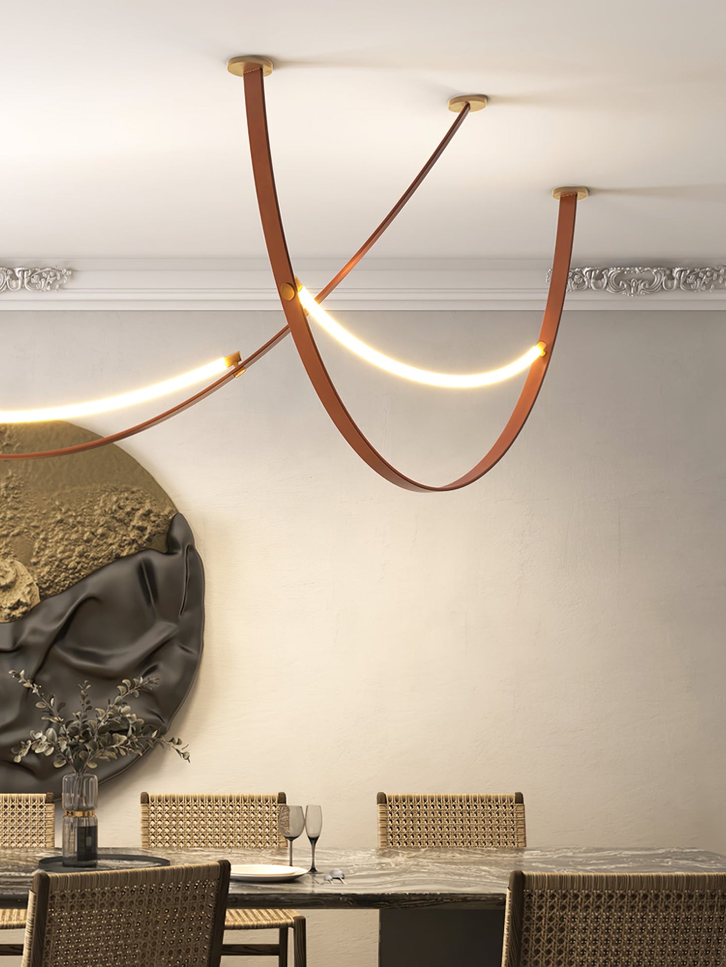 Belt Pendant Lamp - Adjustable Height, Energy-Efficient LED Lighting