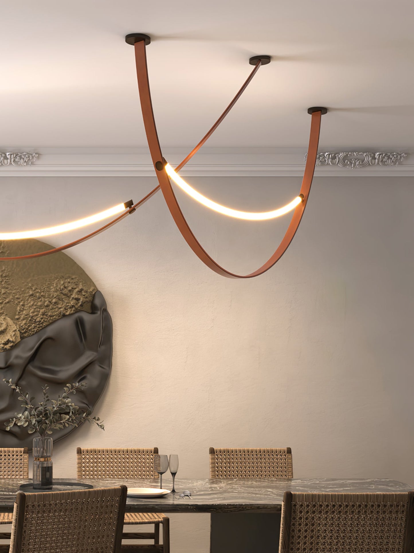 Belt Pendant Lamp - Adjustable Height, Energy-Efficient LED Lighting