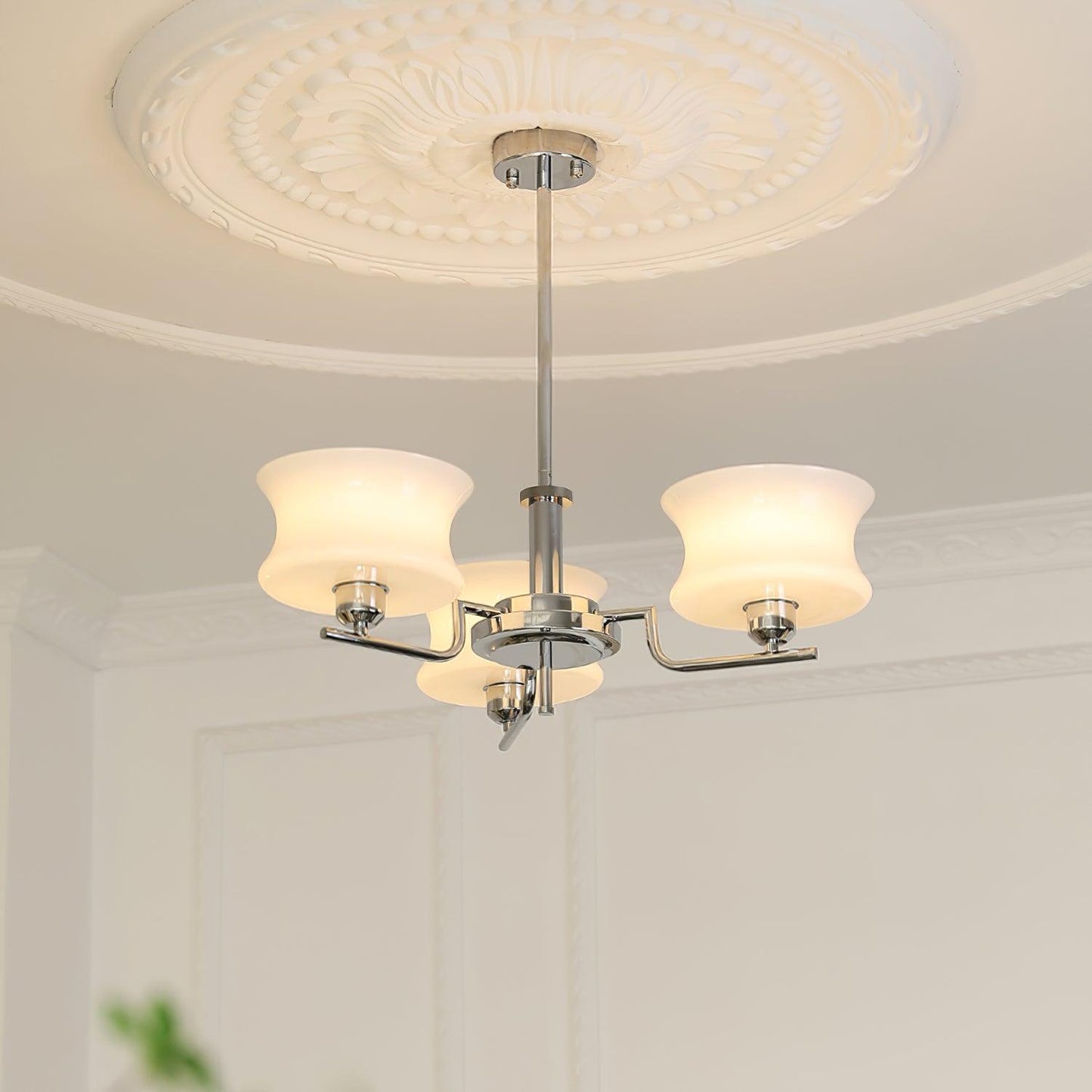 Elegant Crystal Chandelier with Adjustable Height and LED Compatibilit