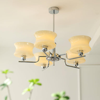 Elegant Crystal Chandelier with Adjustable Height and LED Compatibilit