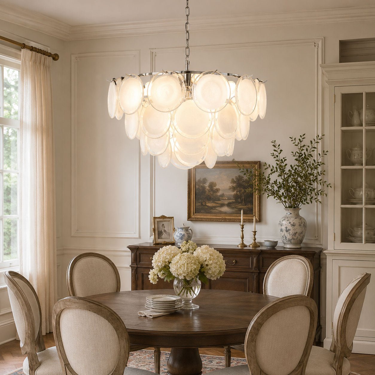 Bettina Glass Chandelier - Elegant Design with Adjustable Height & LED