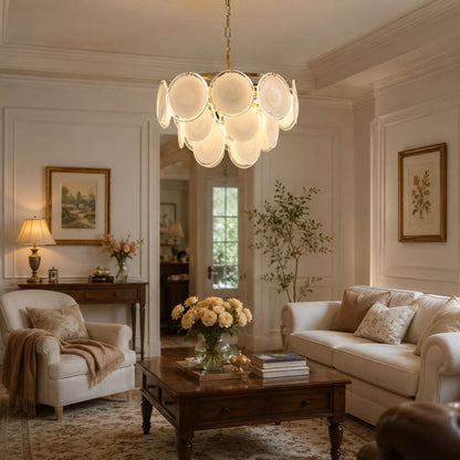 Bettina Glass Chandelier - Elegant Design with Adjustable Height & LED