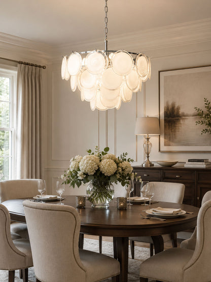 Bettina Glass Chandelier - Elegant Design with Adjustable Height & LED