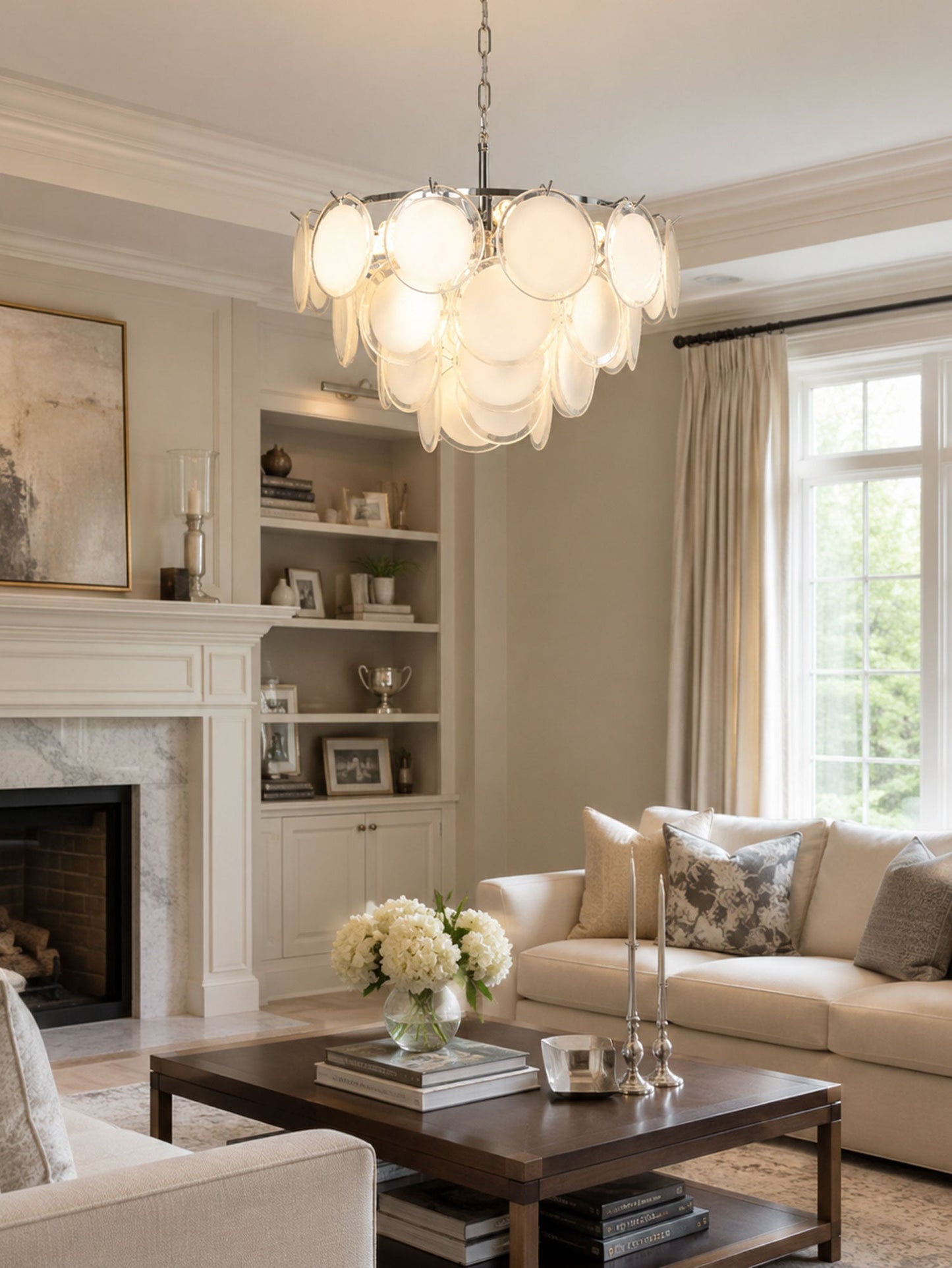 Bettina Glass Chandelier - Elegant Design with Adjustable Height & LED