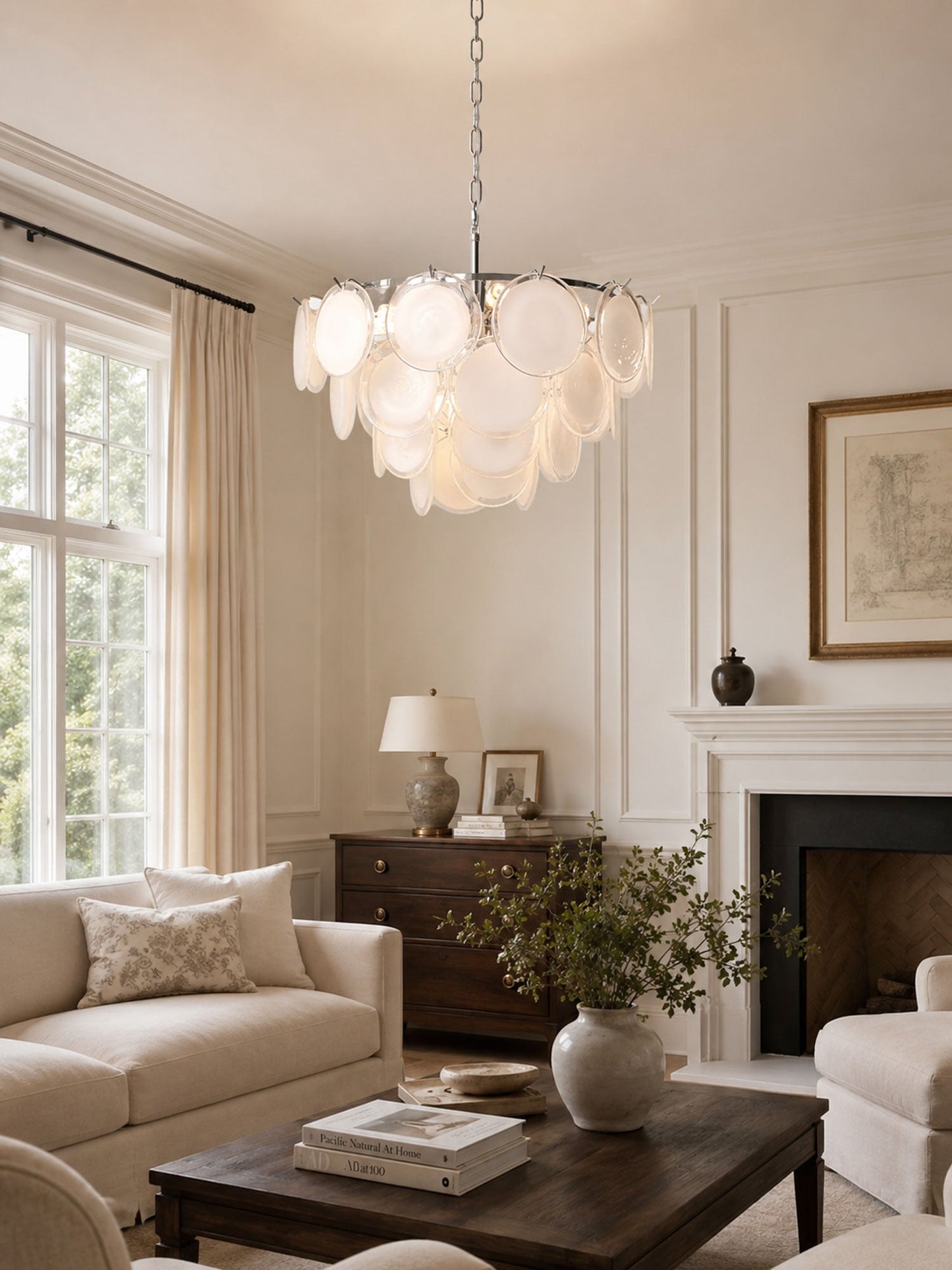 Bettina Glass Chandelier - Elegant Design with Adjustable Height & LED