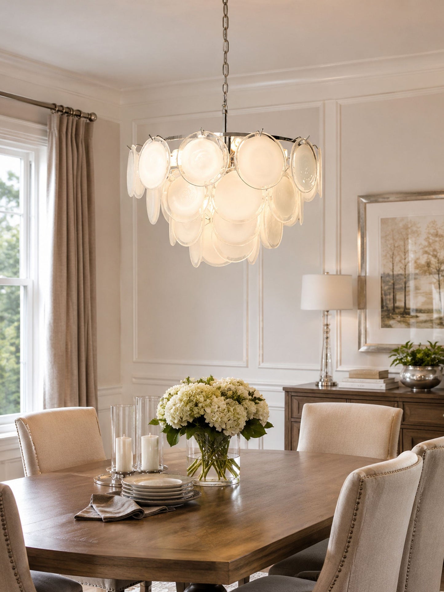Bettina Glass Chandelier - Elegant Design with Adjustable Height & LED