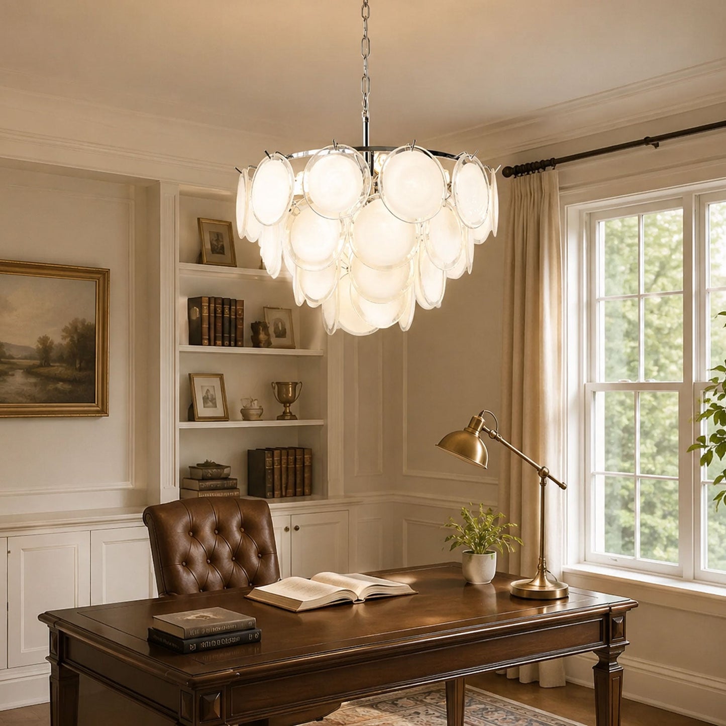 Bettina Glass Chandelier - Elegant Design with Adjustable Height & LED