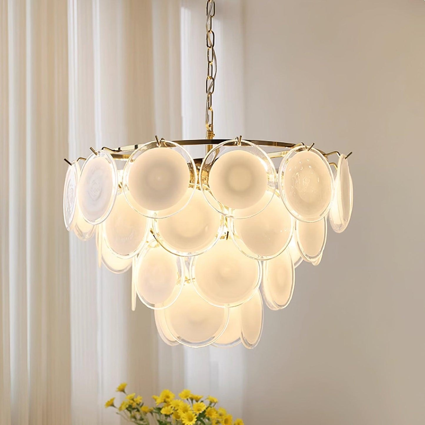 Bettina Glass Chandelier - Elegant Design with Adjustable Height & LED