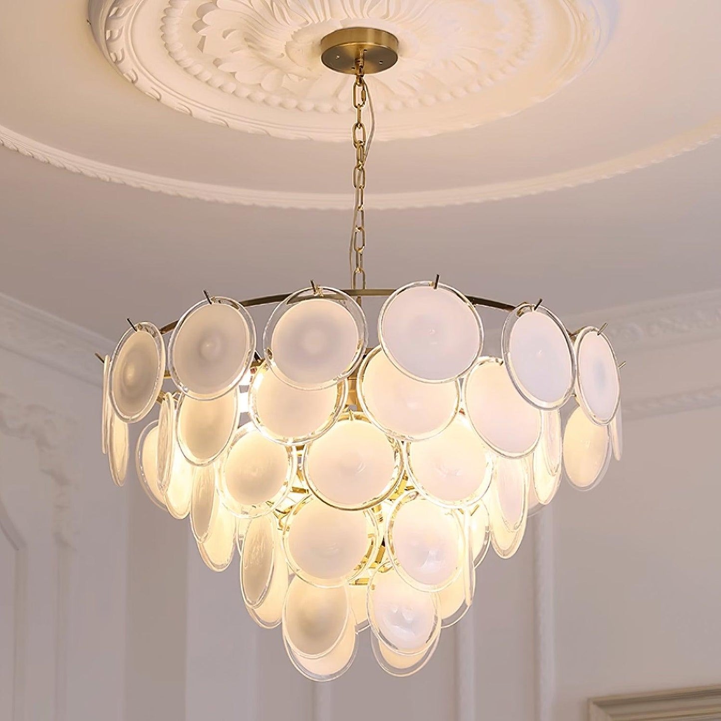 Bettina Glass Chandelier - Elegant Design with Adjustable Height & LED