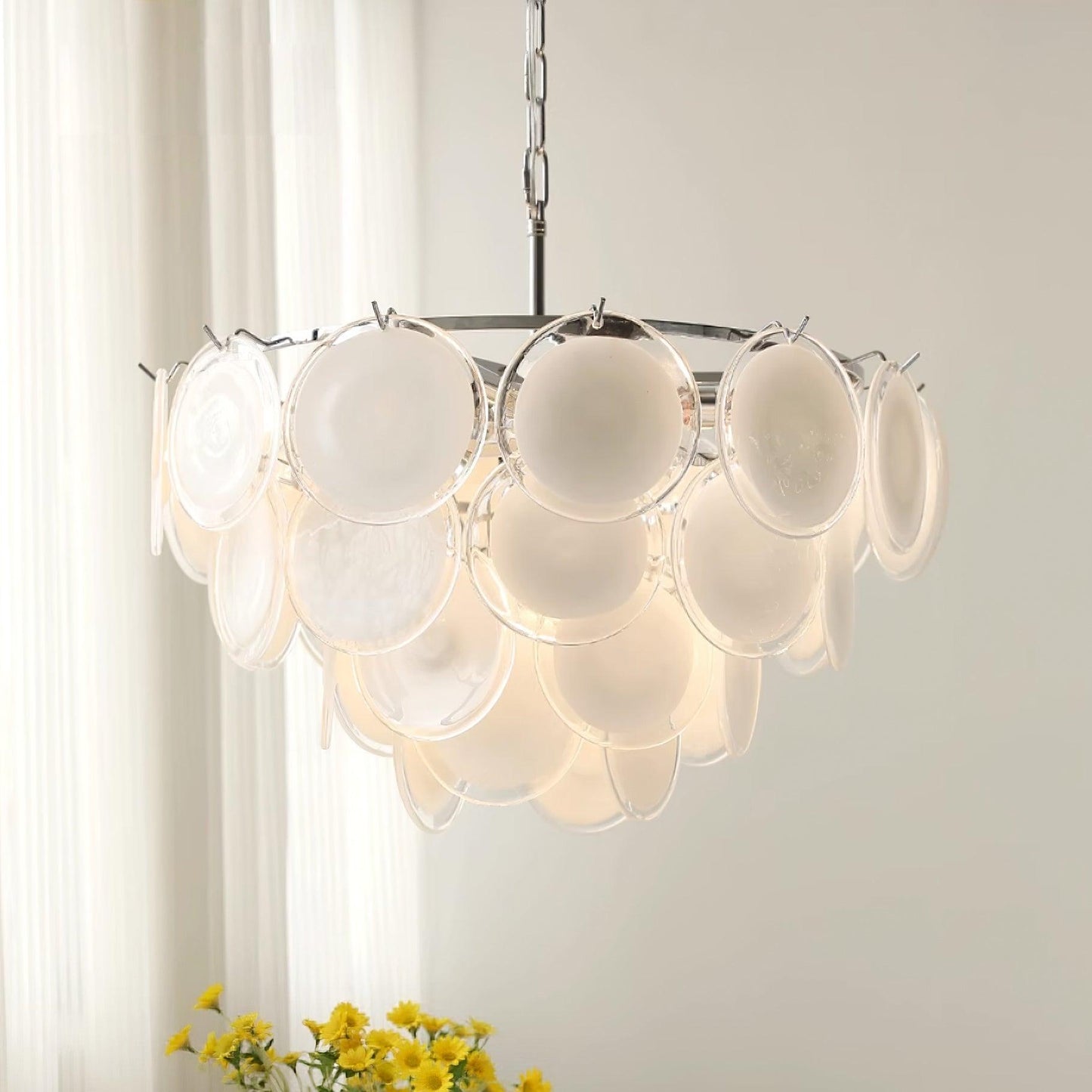 Bettina Glass Chandelier - Elegant Design with Adjustable Height & LED