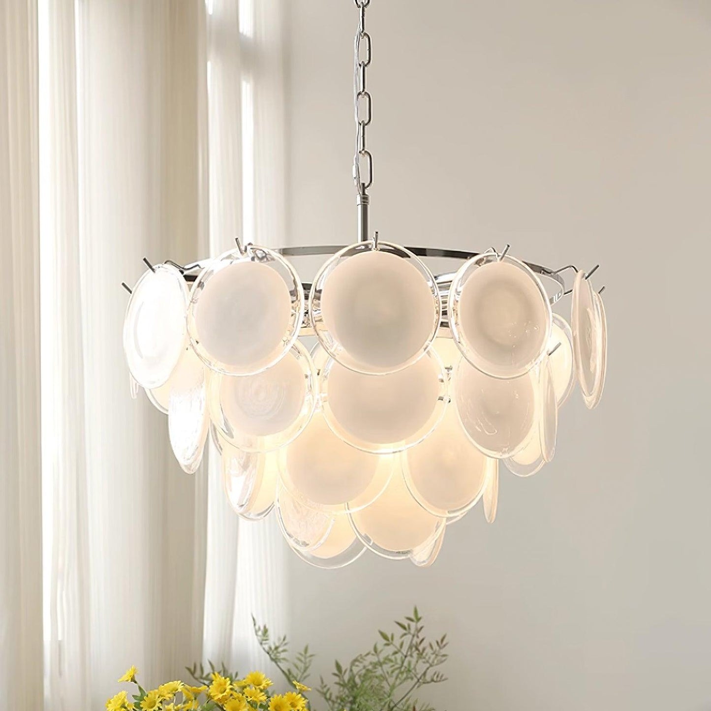Bettina Glass Chandelier - Elegant Design with Adjustable Height & LED