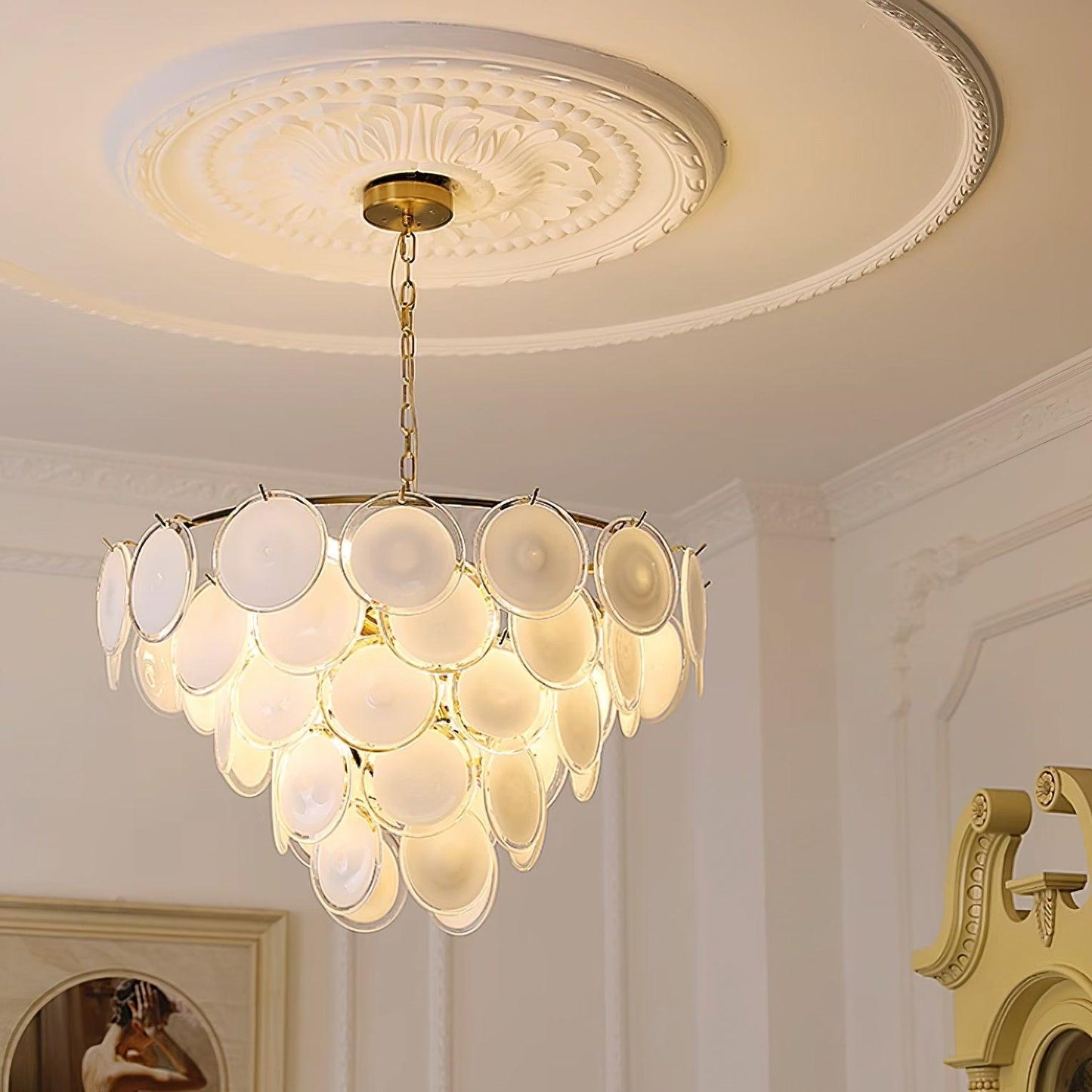 Bettina Glass Chandelier - Elegant Design with Adjustable Height & LED