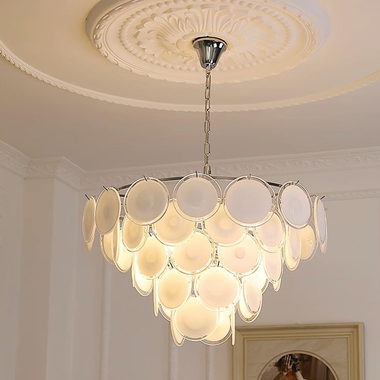 Bettina Glass Chandelier - Elegant Design with Adjustable Height & LED