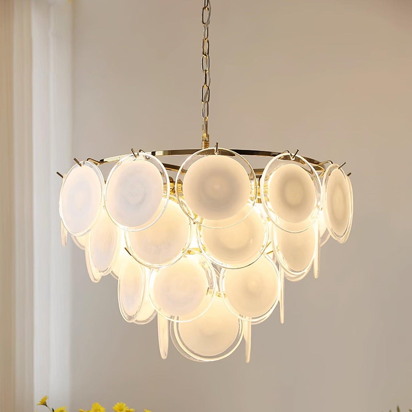 Bettina Glass Chandelier - Elegant Design with Adjustable Height & LED