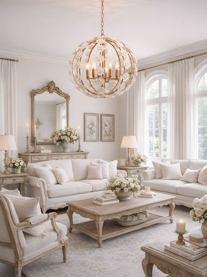 Bianca Floral Orb Chandelier - Elegant Design with Adjustable Height