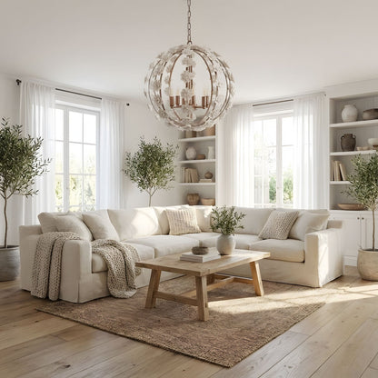 Bianca Floral Orb Chandelier - Elegant Design with Adjustable Height