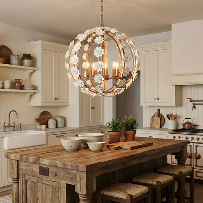 Bianca Floral Orb Chandelier - Elegant Design with Adjustable Height