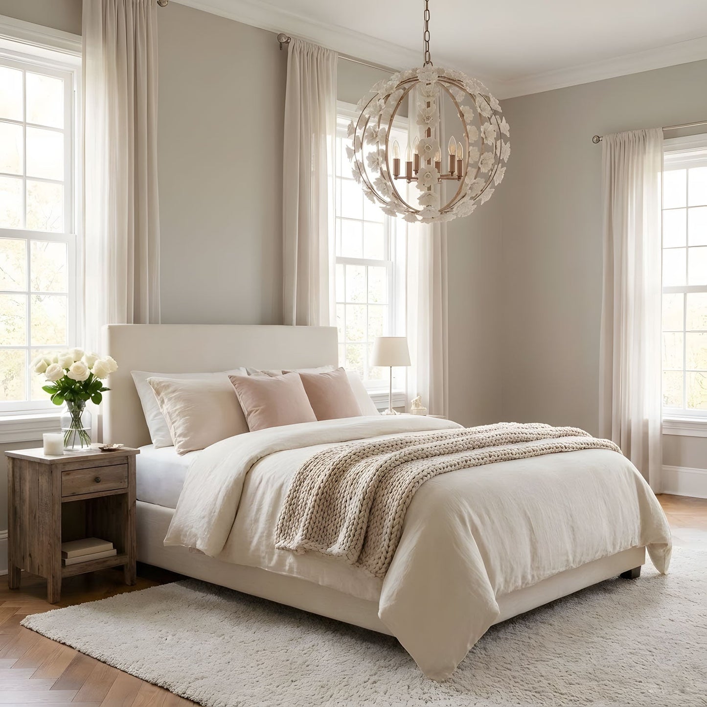 Bianca Floral Orb Chandelier - Elegant Design with Adjustable Height