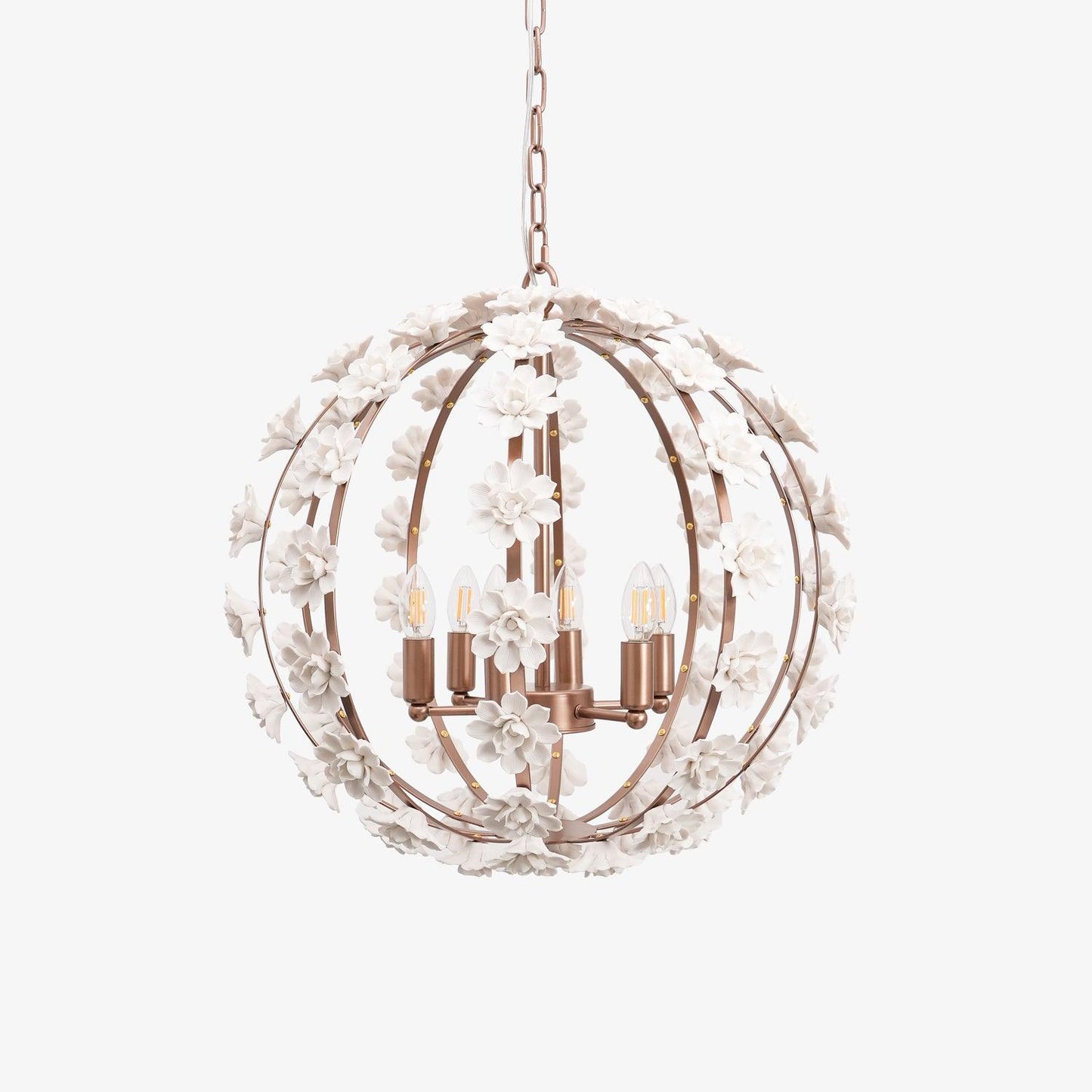 Bianca Floral Orb Chandelier - Elegant Design with Adjustable Height