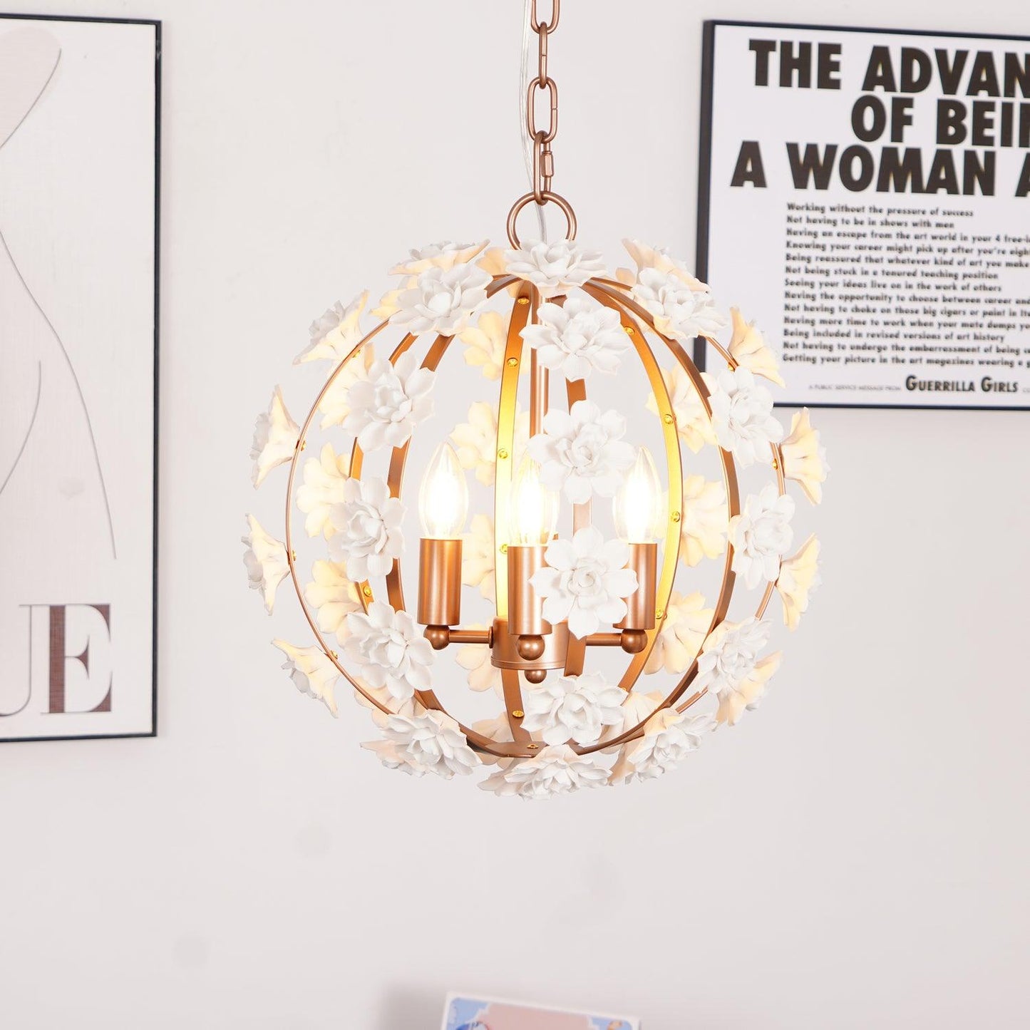 Bianca Floral Orb Chandelier - Elegant Design with Adjustable Height