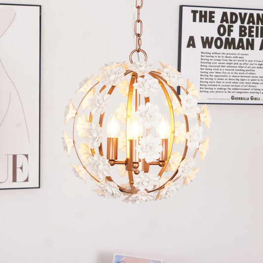 Bianca Floral Orb Chandelier - Elegant Design with Adjustable Height