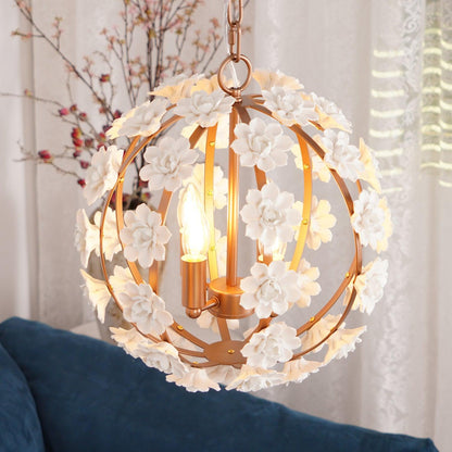Bianca Floral Orb Chandelier - Elegant Design with Adjustable Height