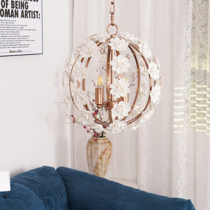 Bianca Floral Orb Chandelier - Elegant Design with Adjustable Height