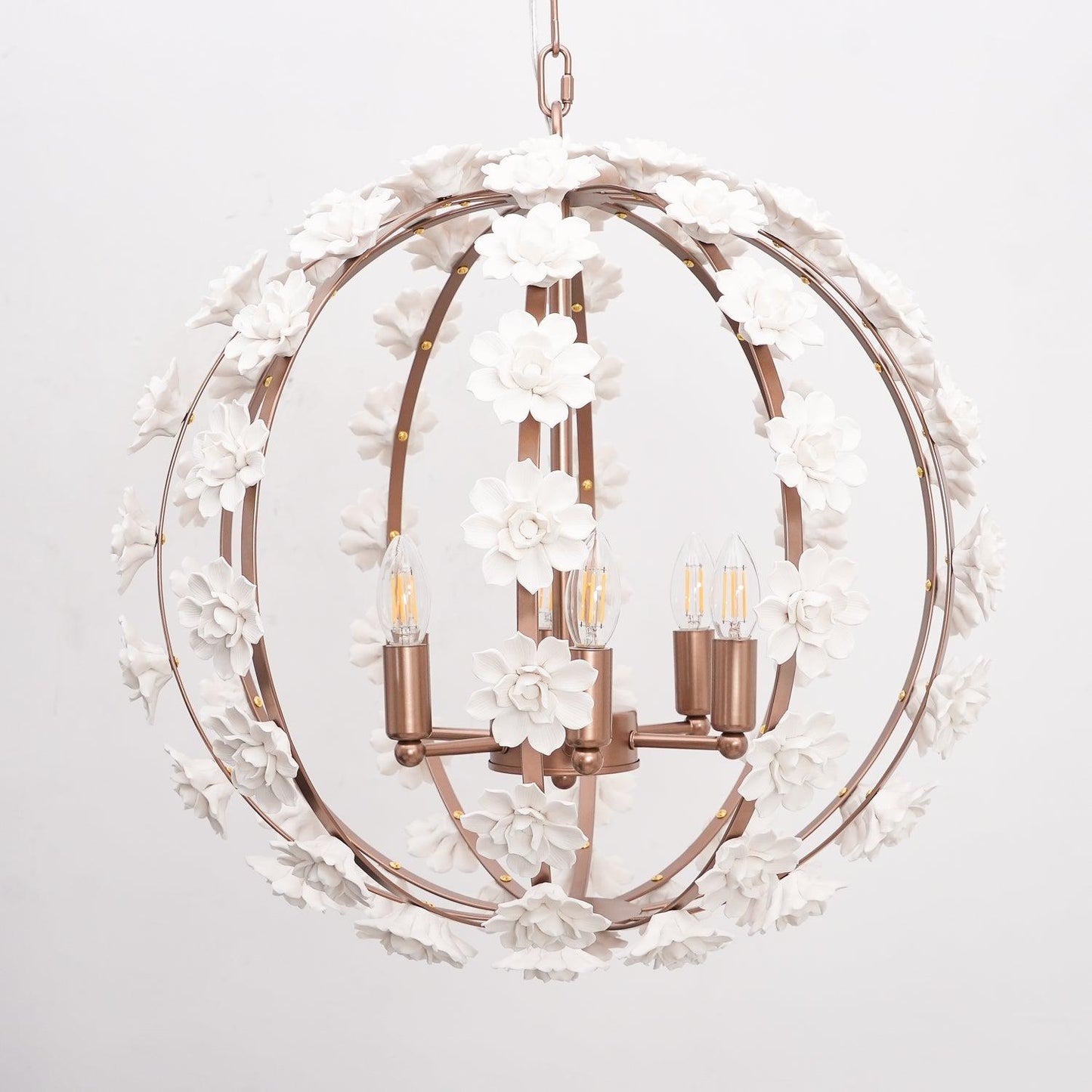 Bianca Floral Orb Chandelier - Elegant Design with Adjustable Height