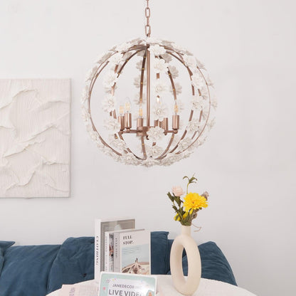 Bianca Floral Orb Chandelier - Elegant Design with Adjustable Height