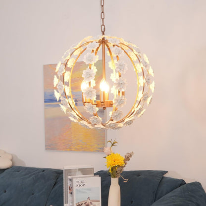 Bianca Floral Orb Chandelier - Elegant Design with Adjustable Height
