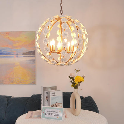 Bianca Floral Orb Chandelier - Elegant Design with Adjustable Height