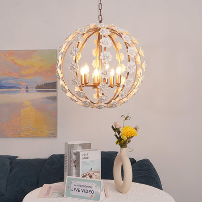 Bianca Floral Orb Chandelier - Elegant Design with Adjustable Height
