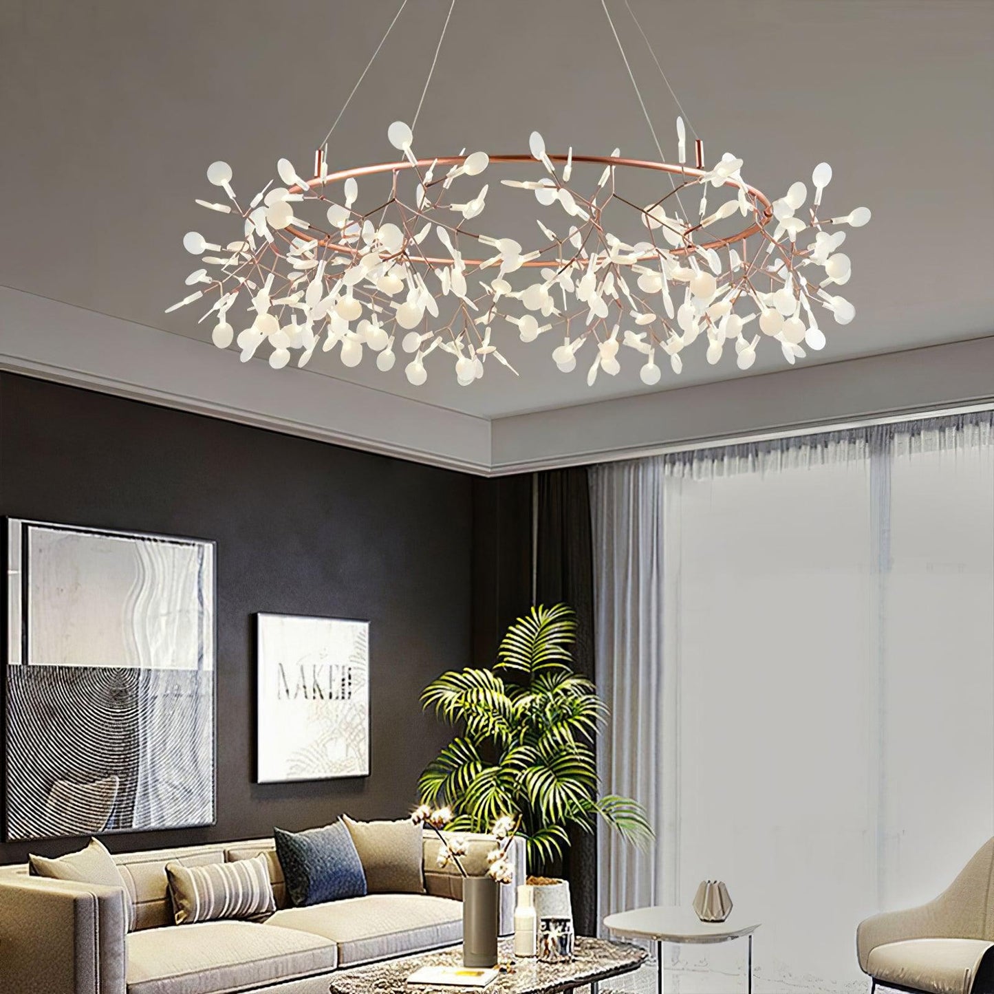 Big O Firefly LED Chandelier - Dimmable, Modern Design, Energy Efficie