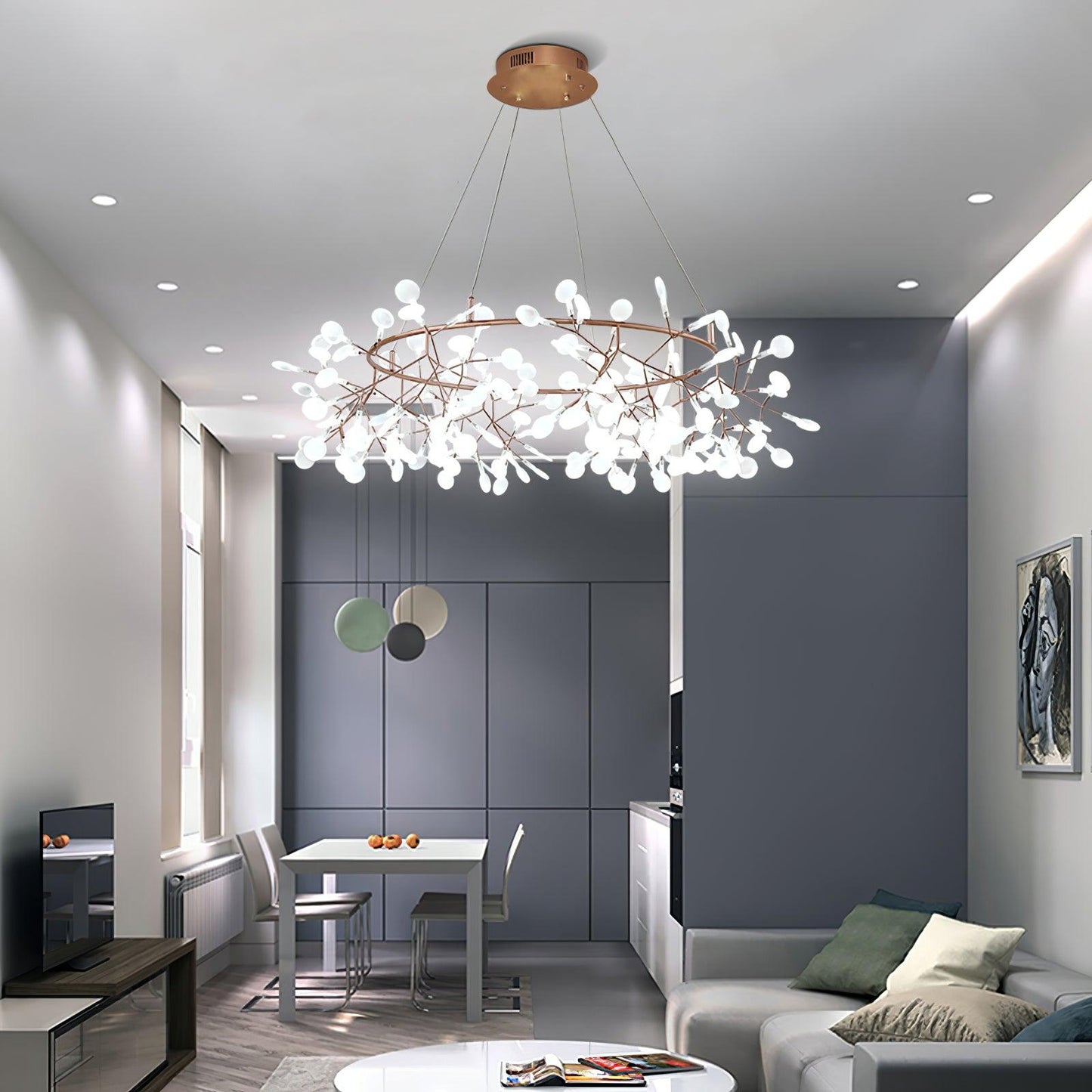 Big O Firefly LED Chandelier - Dimmable, Modern Design, Energy Efficie