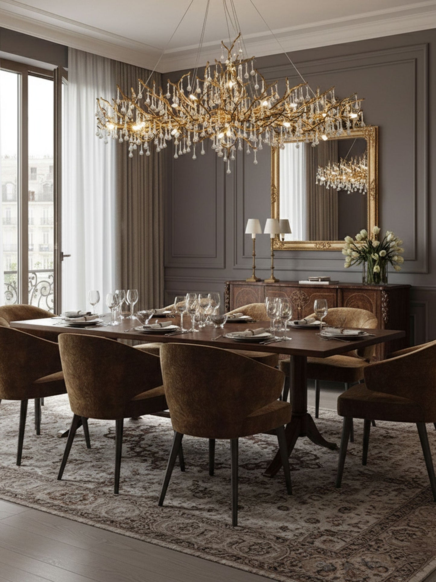 Elegant Bijou Chandelier with Adjustable Height and Crystal Accents