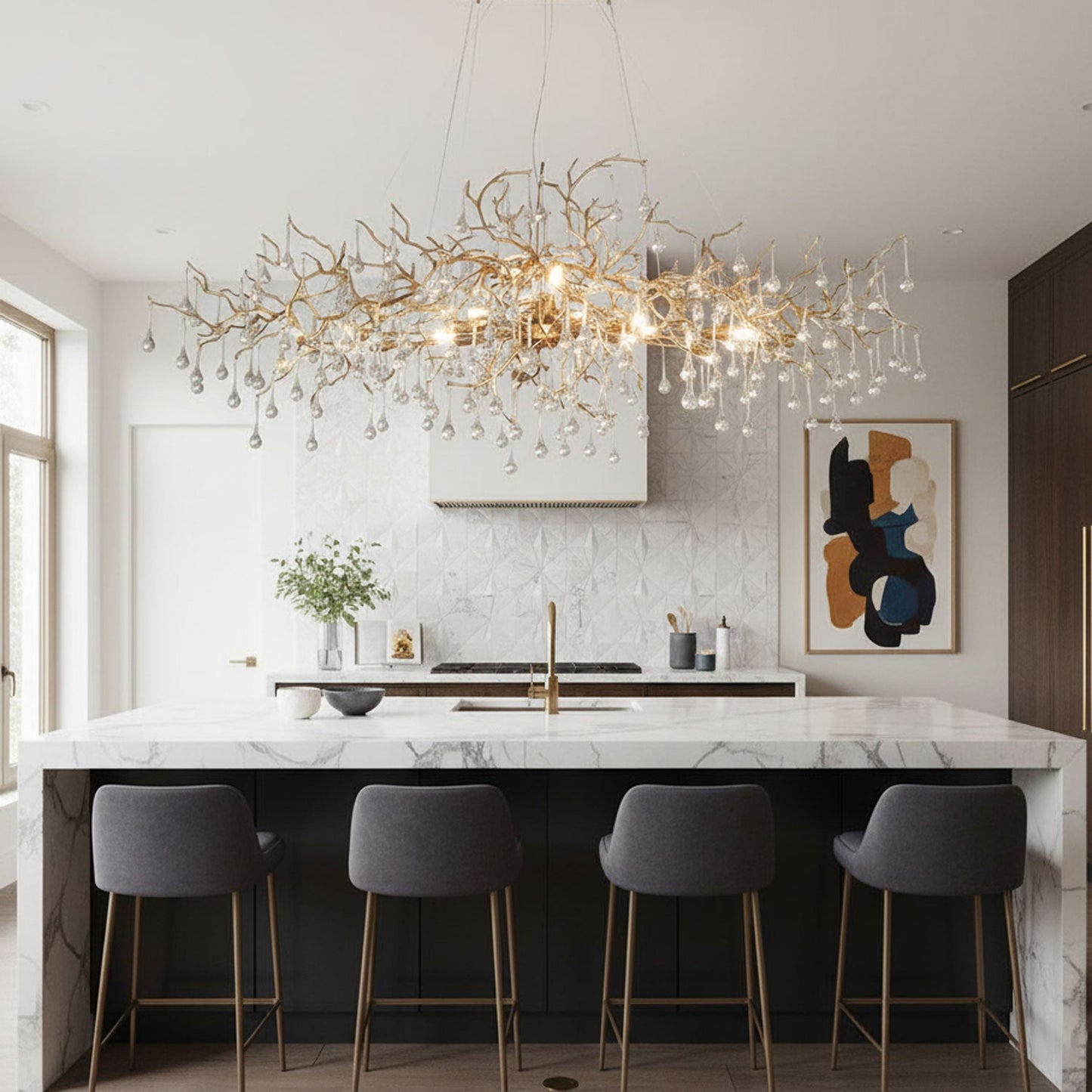 Elegant Bijou Chandelier with Adjustable Height and Crystal Accents