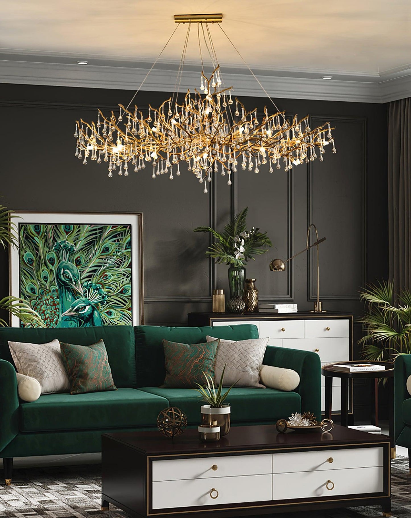 Elegant Bijou Chandelier with Adjustable Height and Crystal Accents