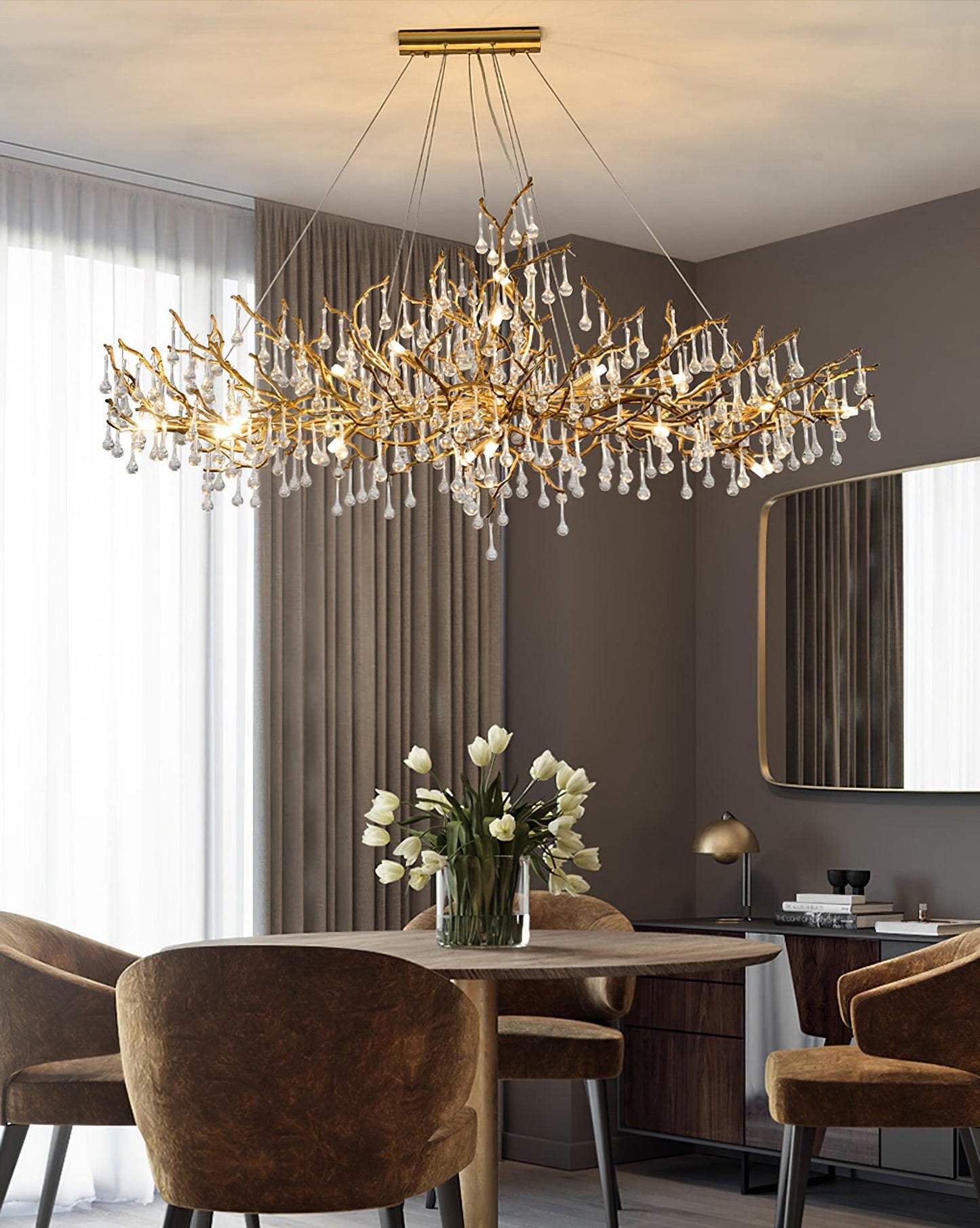 Elegant Bijou Chandelier with Adjustable Height and Crystal Accents