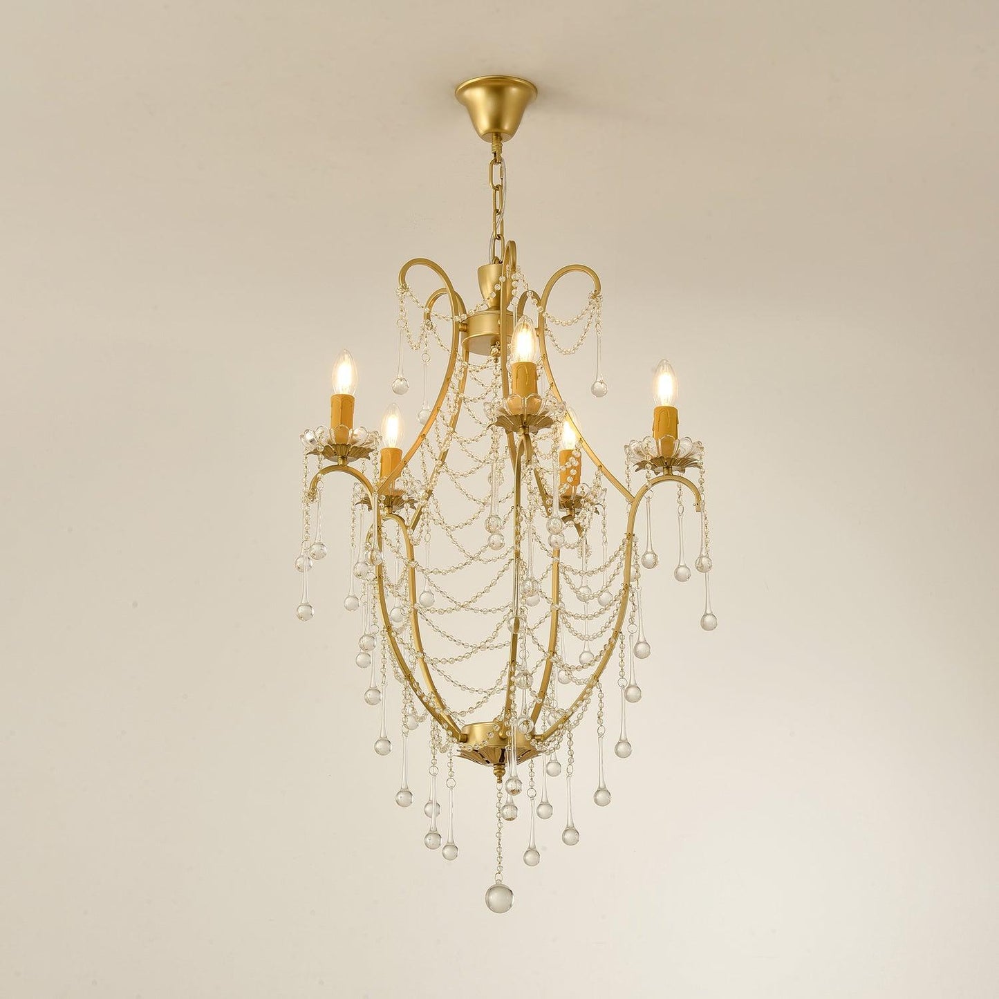 Elegant Birdcage Chandelier with Adjustable Height and LED Compatibili