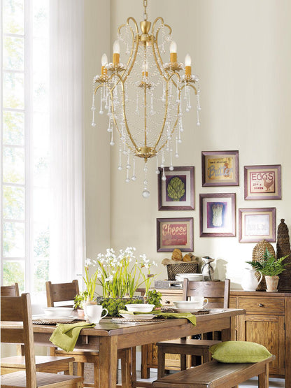 Elegant Birdcage Chandelier with Adjustable Height and LED Compatibili