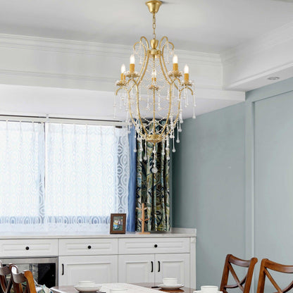 Elegant Birdcage Chandelier with Adjustable Height and LED Compatibili