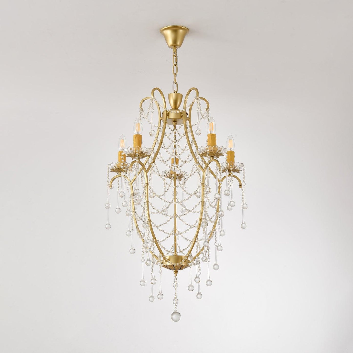Elegant Birdcage Chandelier with Adjustable Height and LED Compatibili