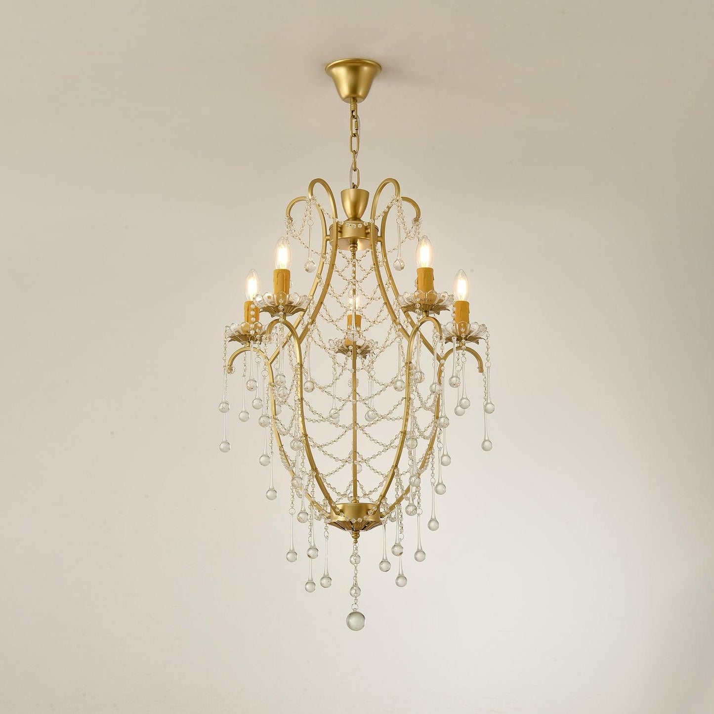 Elegant Birdcage Chandelier with Adjustable Height and LED Compatibili