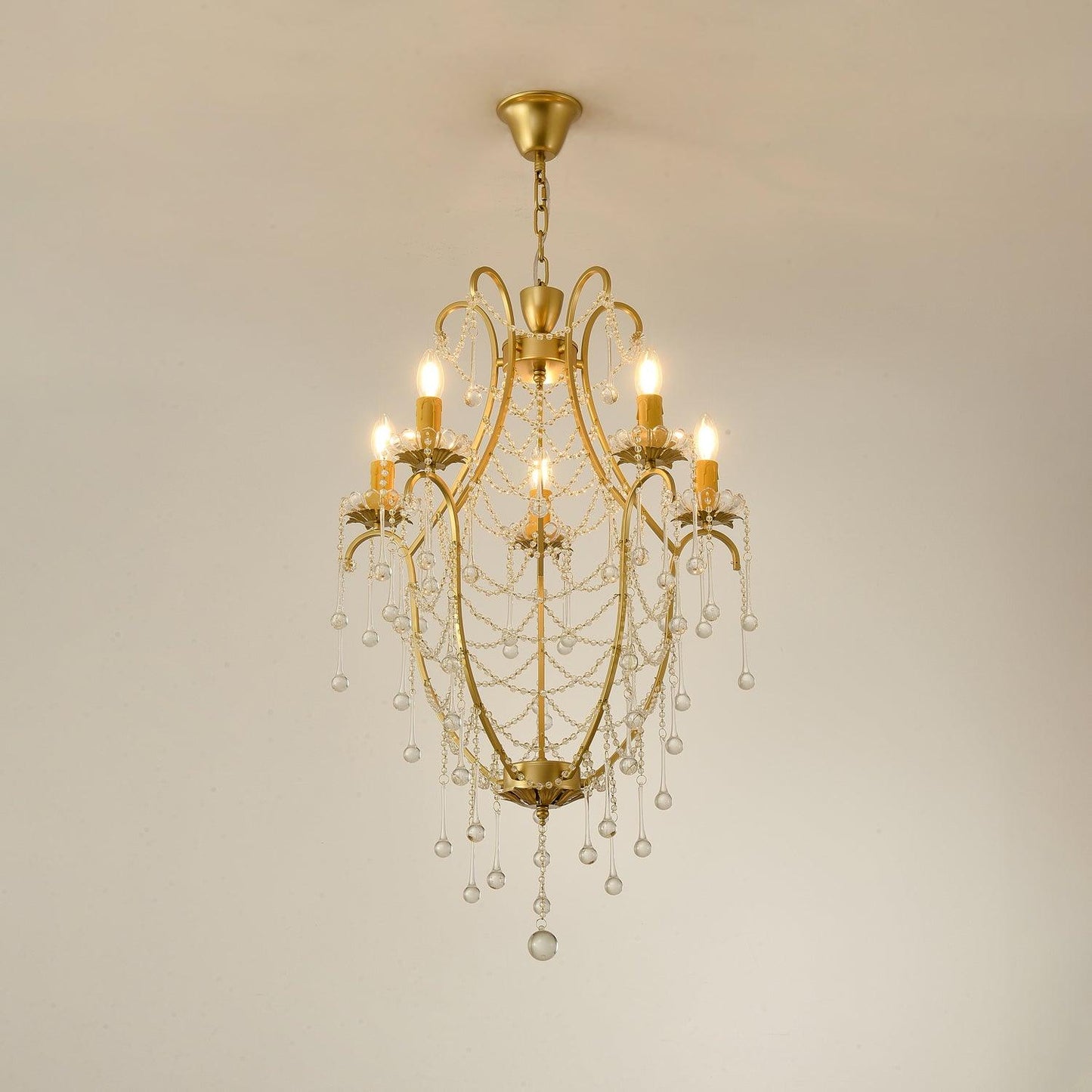 Elegant Birdcage Chandelier with Adjustable Height and LED Compatibili