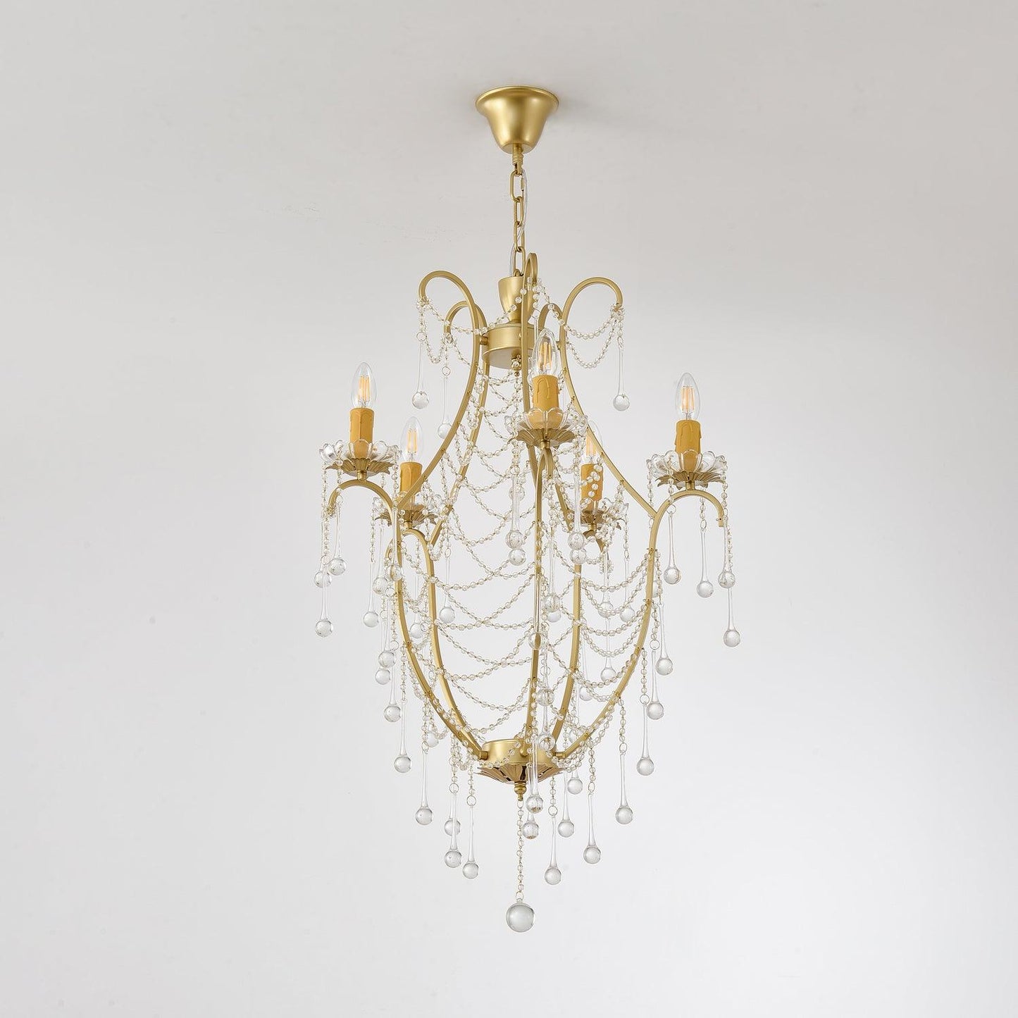 Elegant Birdcage Chandelier with Adjustable Height and LED Compatibili