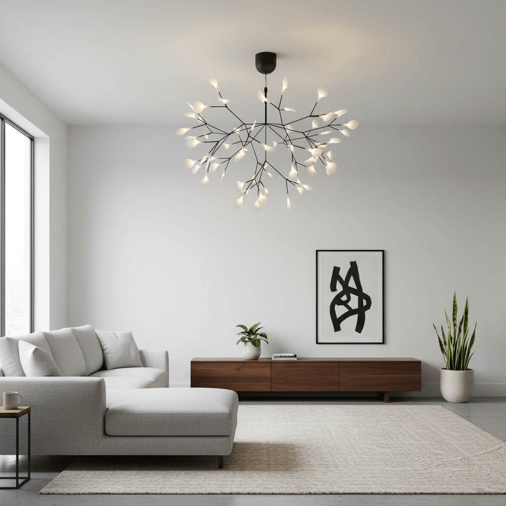 Black Firefly LED Chandelier - Modern Design, Adjustable Brightness